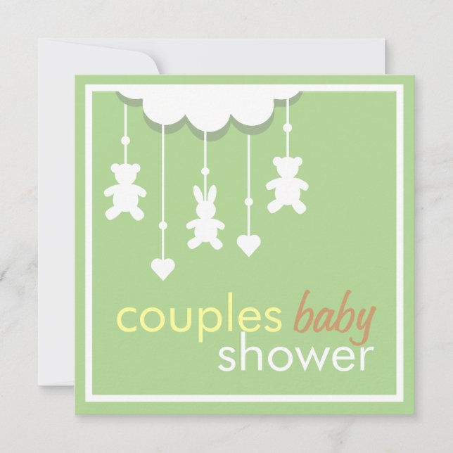 Süßes grünes Mobile verbindet Babyparty-Einladung Einladung (Vorderseite)