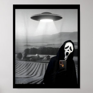 Süßes Gruseliges Gesicht Horror Geist Selfie mit A Poster