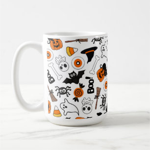 Süßes Gruseliges Halloween Schwarz und Orange Kaffeetasse