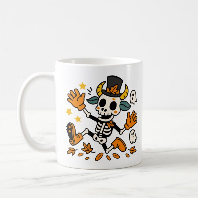 Süßes gruseliges Skelett-Ziegen-Klassik-Mug, 11 oz Kaffeetasse (Links)