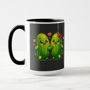 Süßes Gurken-Pärchen Lustige Kawaii-Gurken Tasse