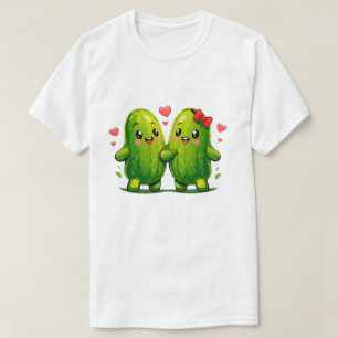 Süßes Gurken-Pärchen Lustiges Kawaii-Gurken-T-Shir T-Shirt