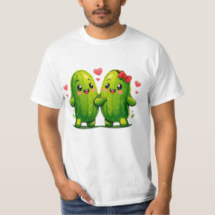 Süßes Gurken-Pärchen Lustiges Kawaii-Gurken-T-Shir T-Shirt