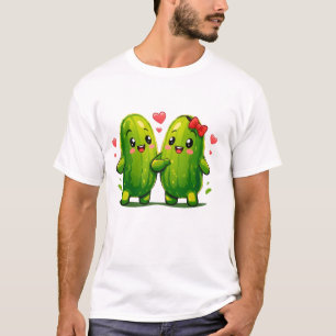 Süßes Gurken-Pärchen Lustiges Kawaii-Gurken-T-Shir T-Shirt