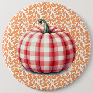 Süßes Hallo Herbst Karo Kürbis Button