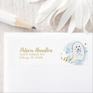 Süßes Halloween-Baby-Shower-Label für einen Geist