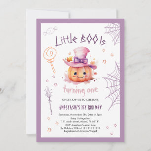 Süßes Halloween-Babymädchen 1. Geburtstag Einladung