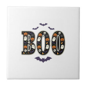 Süßes Halloween Boo Geist Kürbis Design Fliese