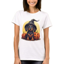 Süßes Halloween-Dachshund-Hexen-T-Shirt – Gruselig