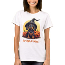 Süßes Halloween-Dachshund-Hexen-T-Shirt – Gruselig
