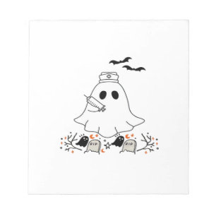 Süßes Halloween-Design mit Krankenschwester-Geist Notizblock