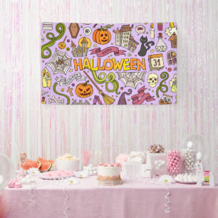 Süßes Halloween-Doodle-Muster Banner