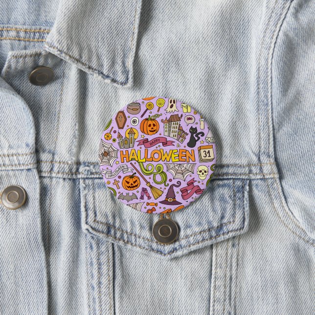 Süßes Halloween-Doodle-Muster Button (Beispiel)