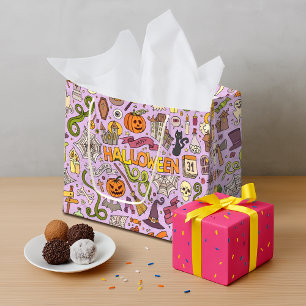 Süßes Halloween-Doodle-Muster Große Geschenktüte