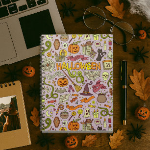 Süßes Halloween-Doodle-Muster Notizblock