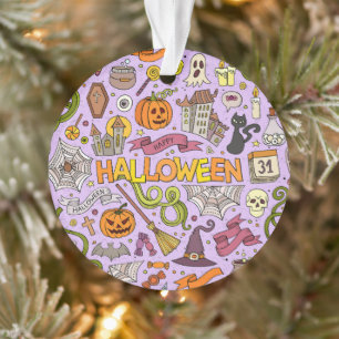 Süßes Halloween-Doodle-Muster Ornament