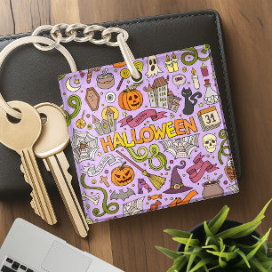 Süßes Halloween-Doodle-Muster Schlüsselanhänger
