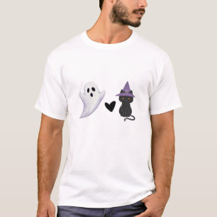Süßes Halloween-Duo freundlicher Geist und schwarz T-Shirt