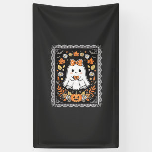 Süßes Halloween-Geist-Kürbis-Blumen-T-Shirt-Design Banner