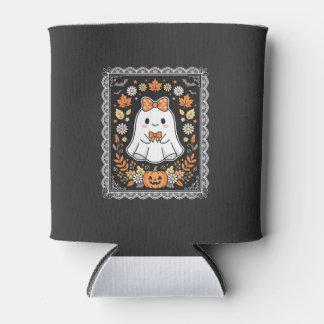 Süßes Halloween-Geist-Kürbis-Blumen-T-Shirt-Design Dosenkühler