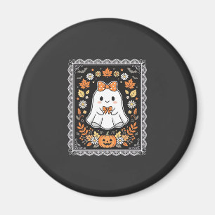 Süßes Halloween-Geist-Kürbis-Blumen-T-Shirt-Design Magnet