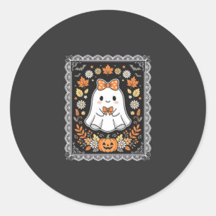 Süßes Halloween-Geist-Kürbis-Blumen-T-Shirt-Design Runder Aufkleber