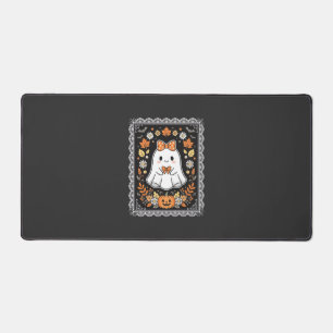 Süßes Halloween-Geist-Kürbis-Blumen-T-Shirt-Design Schreibtischunterlage