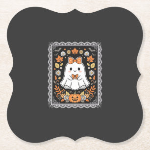 Süßes Halloween-Geist-Kürbis-Blumen-T-Shirt-Design Untersetzer