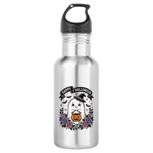 Süßes Halloween-Geist-Kürbis-Vintage-Shirt-Design_ Edelstahlflasche