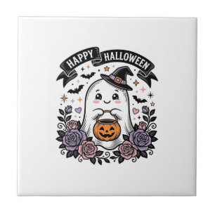 Süßes Halloween-Geist-Kürbis-Vintage-Shirt-Design_ Fliese