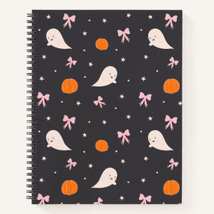Süßes Halloween-Geister-Muster-Notizbuch Schwarz Notizbuch