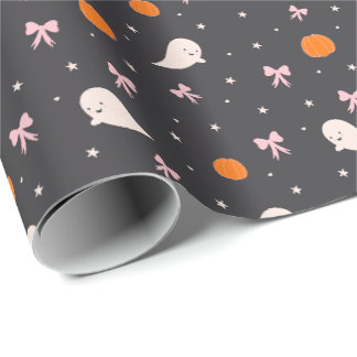 Süßes Halloween-Geister-Muster Schwarz Geschenkpapier