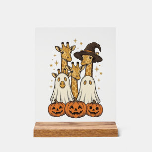 Süßes Halloween-Giraffen-Geister-Kürbis-Shirt-Desi Acrylschild