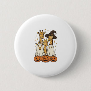Süßes Halloween-Giraffen-Geister-Kürbis-Shirt-Desi Button
