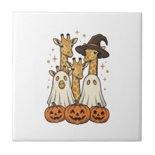 Süßes Halloween-Giraffen-Geister-Kürbis-Shirt-Desi Fliese