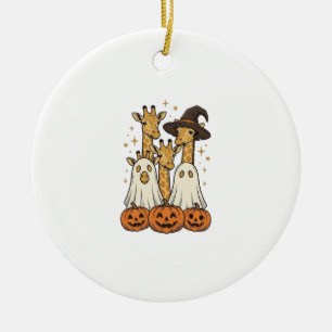 Süßes Halloween-Giraffen-Geister-Kürbis-Shirt-Desi Keramik Ornament
