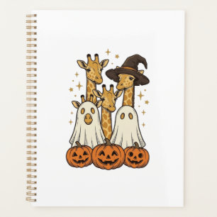 Süßes Halloween-Giraffen-Geister-Kürbis-Shirt-Desi Planer