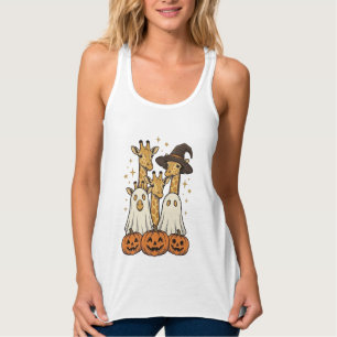 Süßes Halloween-Giraffen-Geister-Kürbis-Shirt-Desi Tank Top
