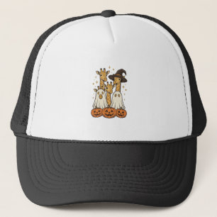 Süßes Halloween-Giraffen-Geister-Kürbis-Shirt-Desi Truckerkappe