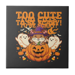 Süßes Halloween Hamster Kürbis Geist Design_1 Fliese