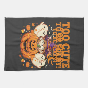Süßes Halloween Hamster Kürbis Geist Design_1 Geschirrtuch