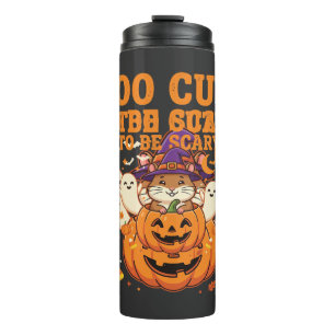 Süßes Halloween Hamster Kürbis Geist Design_1 Thermosbecher