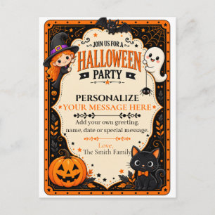Süßes Halloween-Kostüm  Einladungspostkarte