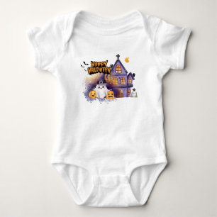 Süßes Halloween-Logo für Kinder Lustiger Kürbisg Baby Strampler