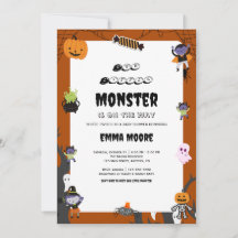 Süßes Halloween-Monster-Baby-Shower-Design