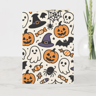 Süßes Halloween-Muster Geister Kürbisse Süßigkeite Karte