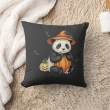 Süßes Halloween-Panda-Kürbis-Wurfkissen