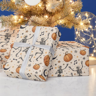 Süßes Halloween-Skelett-Kürbis-Herbstgeschenk Geschenkpapier