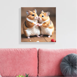 Süßes Hamster-Pärchen auf Leinwanddruck