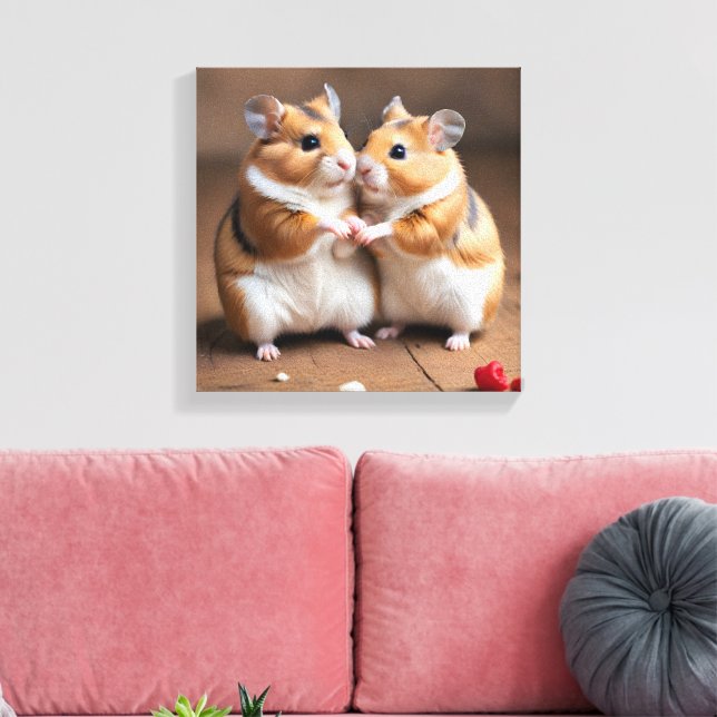 Süßes Hamster-Pärchen auf Leinwanddruck (Insitu (Wohnzimmer))